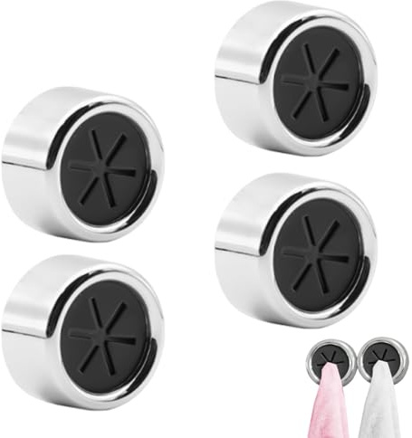 AOEVUIR 4 Pezzi Ganci Autoadesivi per Strofinacci Senza Forare, Porta Asciugamani in ABS, Clip Rotonda per Asciugamani, Appendi Strofinacci per Bagno, Cucina e Casa