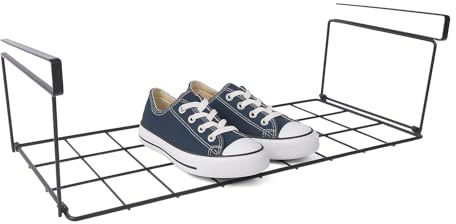 ZoeQide Estantería colgante de metal negro – Estante inferior colgante cesta 40 × 20 × 12,5 cm sin taladrar, cesta de almacenamiento para colgar debajo del armario o estante, organizador de cocina