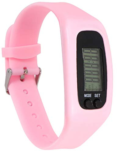 YOSADIER Silicone Sports Pedometer Watch for Men and Women, Smart Running and Walking Step Counter Wristband, Pink Fitness for Daily Activity Monitoring