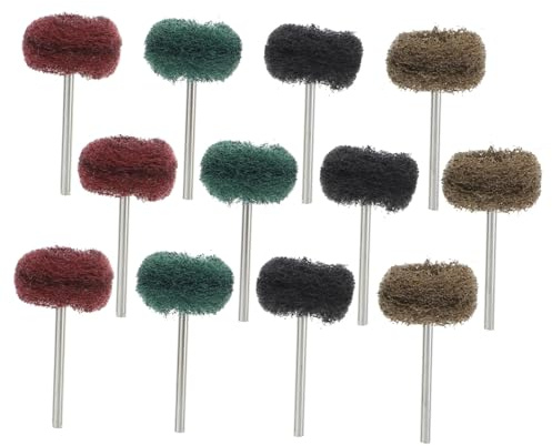 HOLIDYOYO 12pcs Heavy Duty Scouring Pad Buffing Wheels for Drill Polishing with Steel Core Multi Functional Grinding Wheel Attachment for DIY and Professional Use
