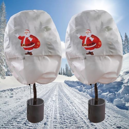 Lot de 2 housses de protection contre le gel en tissu non tissé avec cordon de serrage pour plantes d'extérieur d'hiver 80 cm x 100 cm