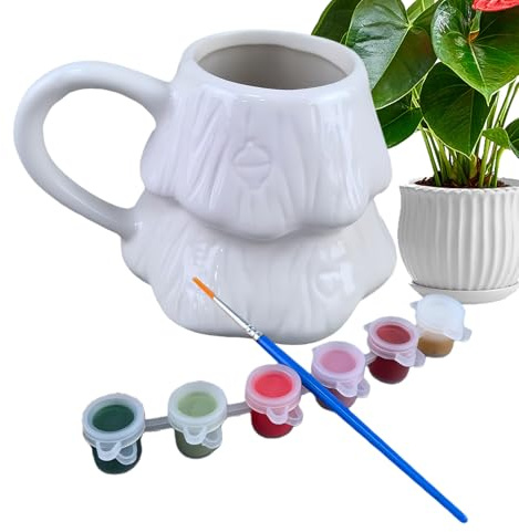 Tasses en céramique blanche pour travaux manuels – 1 ensemble de peinture à faire soi-même – Kit de peinture pour sapin de Noël – pour fêtes, vacances, , adultes, fête d'anniversaire, cadeaux à