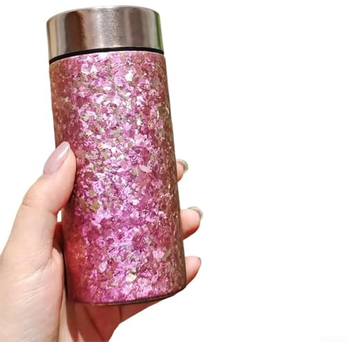 Durashmall Bouteille d'eau isotherme en titane pur 200 ml avec motif fleur de glace, bouteille d'eau légère et portable pour enfants, école, sport, camping (rose)