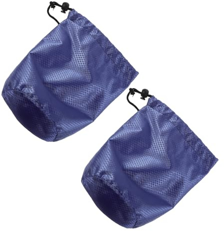 Cabilock Bolsa para Ropa de Viaje y Almacenamiento de Chaquetas de Plumas, 2 Piezas, Tela Oxford, Cierre Cordón, Azul Oscuro Diseño de Rombos, Diámetro 19 Cm X Alto 32 Cm, Adecuado