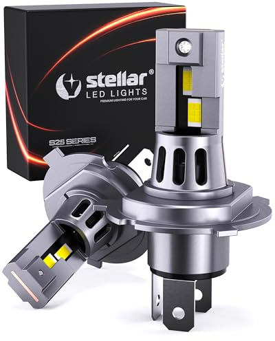 Stellar Lampe H4 – 6500K Diamond White, +200% Helligkeit, 1:1 Halogen Größe, Halogen-Brenner-Ersatz, IP68 Wasserdicht, 3-Min Plug & Play, 1 Jahre Garantie, 1 Paar