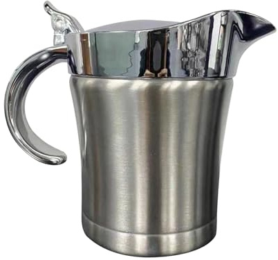 Gravy Boat With Lid - Lidded Sauce Bowl | Dining Table Accessories Juice Sauce Pot | Double Layer Insulated Cream Pitcher For Kitchen Restaurant