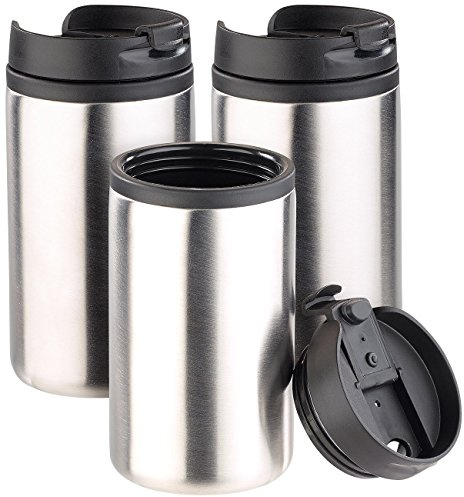 Rosenstein & Söhne Thermotasse: Edelstahl-Isolierbecher für warm & kalt, doppelwandig, 280 ml, 3er-Set (Thermobecher Edelstahl, Trinkbecher, Tasse)