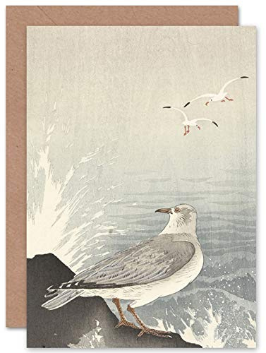 Artery8 Ohara Koson Seagull On Rock Japanese Painting Fine Art Greeting Card Plus Envelope Blank Inside