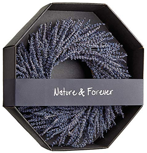 14 Inch Preserved Lavender Natural Wreath, Fragrant Real Lavender Front Door Wreath