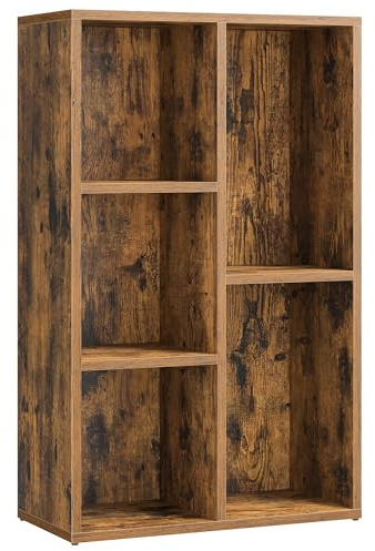 VASAGLE Bookcase, 5-Cube Storage Organizer with Open Compartments and Anti-Tip Kit, Bookshelf for Living Room Study, Rustic Brown CUSTOS Collection LBC025X01V1