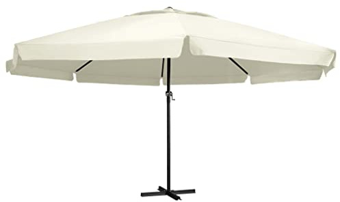 vidaXL Sonnenschirm mit Aluminium-Mast 600 cm Sandweiß