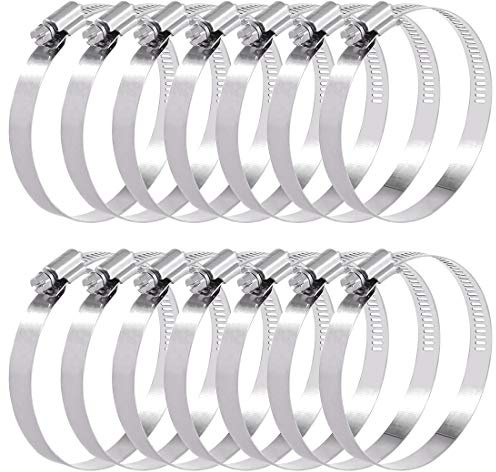 Swpeet 15Pcs 2-3inch (52-76mm) Hose Clamp 304 Stainless Steel Adjustable Range Worm Gear Hose Clamp Fuel Line Clamp Perfect for Plumbing, Automotive and Mechanical Applications