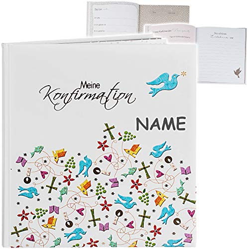 Konfirmationsalbum/Eintragalbum & Erinnerungsalbum/Fotoalbum Meine Konfirmation inkl. Name - Album/Buch Gebunden - Tagebuch Eintragbuch - 44 Seiten ..