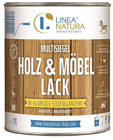 LINEA NATURA® - Holz und Möbellack | Multisiegel Holzschutz Lack | natürlich | wasserbasiert | Klarlack (seidenglänzend, 1L)