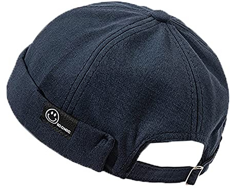 Unisex Docker skärmlösa hattar mössa dödskalle arbetare sjöman keps retro rullad manschett skalle kepsar med justerbar, MP113 x mörkblå, one size