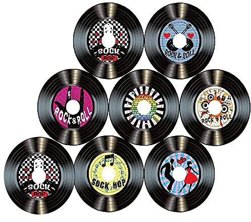 Logity 8Pcs Discos De Vinilo Retro Vintage Para Decoración De Pared