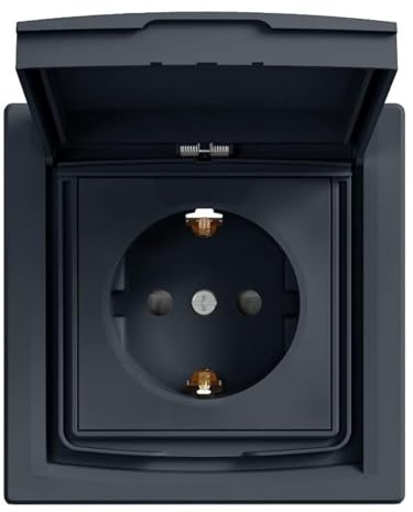Asfora uttag med lock IP44 Antrazit EPH3100371