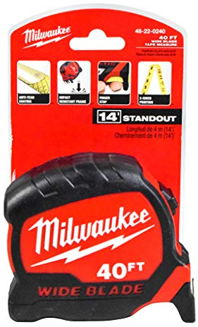 Milwaukee 48-22-0240 Mètre ruban à lame large de 12,2 m x 3,3 cm (lot unique)