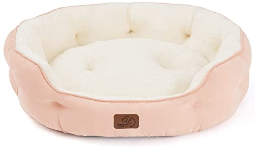 BEDSURE Katzenbett waschbar Katzen Bettchen - 63x53x20cm Katzen Bett mit Zweiseitig Innenkissen Katzenschlafplatz für Katzen oder kleine Hunde, Rosa