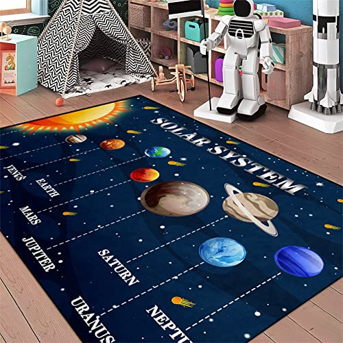 Violetter Weltraumteppich, pädagogisches Lernen, großes Sonnensystem, Kinderteppiche für Schlafzimmer, Jungen, Raumbereich, Wohnzimmer, Schlafzimmer, Esszimmer, Dekoration, 90 x 100 cm