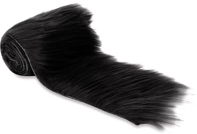 FabricLA Black Shaggy Plush Faux Fur Strips - Craft Fur for Gnomes, Cosplay, and DIY Projects | 6 X 60
