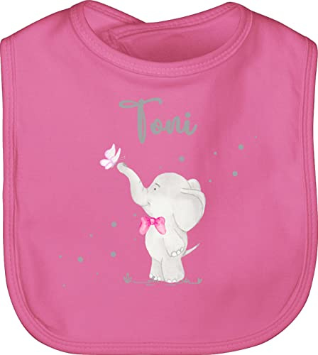 Geschenk mit Namen personalisiert by Shirtracer - Baby Lätzchen - Tiere - Süßer Elefant mit Name personalisiert I Süße Elefanten Geschenk Elefantenliebhaber