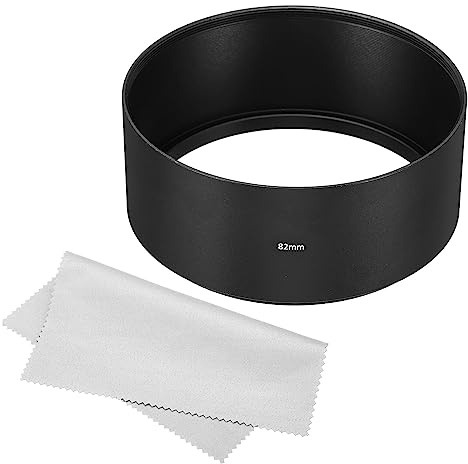 PATIKIL 82mm Obiettivo Cappuccio Lungo Messa Fuoco Smerigliato Interno Nero | Superficie, Antiriflesso, con Pulizia Panno, per Fotocamera Obiettivo