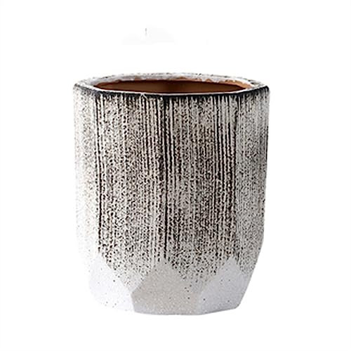 HEXEH Macetas Macetas Altas De Cerámica Simples Macetas Grandes Sala De Estar Piso Líneas Degradadas Patrón Macetas Geométricas Decoración De Cultivo De Plantas Verdes Grandes Maceteros (Size : L)
