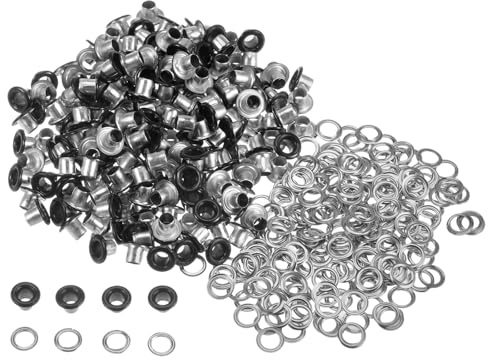 QUARKZMAN Ojales Metálicos para Remaches 3mm 1/8 D Negro Mate Kit de 300 | Pequeños Ojales con Arandelas para Zapatos Ropa Cinturones Etiquetas Bolsas Tela Cuero Diy