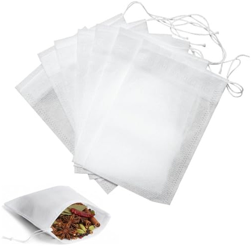 Wisafory Confezione da 100 bustine da tè sfuse con coulisse, riutilizzabili, per tè, caffè, erbe aromatiche, 20 x 30 cm
