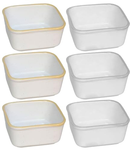 Tradineur - Pack de 6 Salseras Cuadradas - Fabricado en Cerámica - Capacidad de 150 ml - Apto para uso alimentario, lavavajillas y microondas - Color Aleatorio