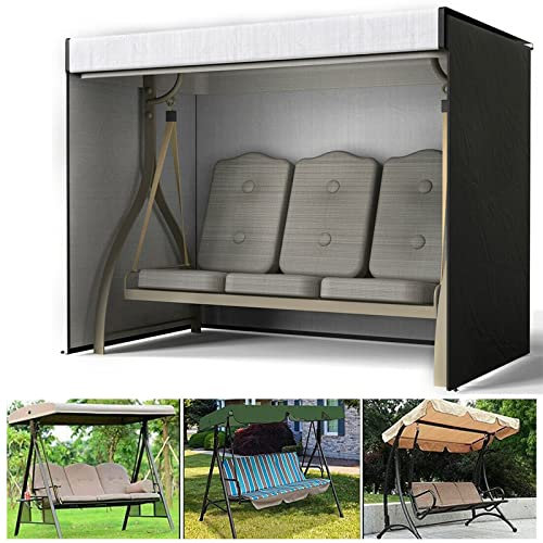 Abdeckung für 3-Sitzer-Terrassenstuhl, wasserdicht, mit Reißverschluss, 210D-Oxford-Gartenmöbel-Überdachung für Allwetterschutz, 221 x 124,5 x 170,2 cm, Schwarz