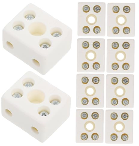 Hemobllo Connettori Terminali in Ceramica Morsettiera in Lega Bianca per Cavi Elettrici 10 Pezzi Connessione Affidabile e Trasmissione Stabile per Dispositivi di Trattamento Termico