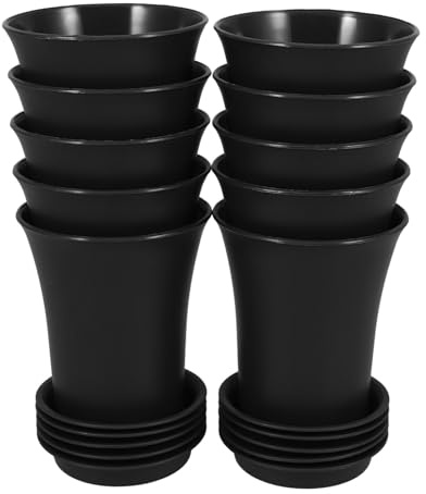GANAZONO 10piezas Macetas Mini Platillos para Plantas Suculentas y Flores Diseño Elegante Oscuro para Uso Interior y Exterior
