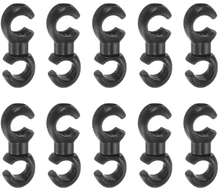 sourcing map 10 Stück Fahrrad S-Haken Clips Klemmen Kunststoff Drehbar S-Stil Schnalle Clips für MTB Bremskabel Halter Führung, Schwarz