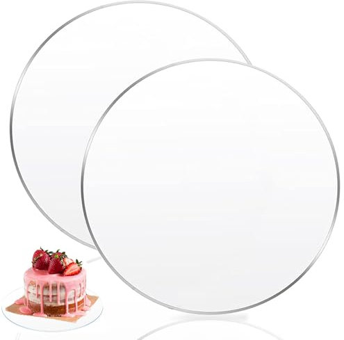 Platos para Tartas, 2 Piezas Plato Acrílico para Tartas, Ø 30 cm Redondas para Tartas, Molde de 2 mm de Grosor con Película Protectora para Servir Tartas, Transportar Tartas y Pasteles, Transparente
