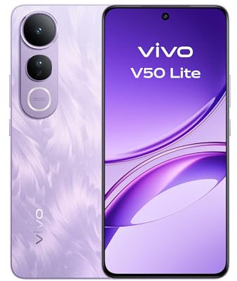 vivo V50 Lite Smartphone, Teléfono móvil Android con hasta 8 GB + 256 GB, Pantalla AMOLED de 6,77 y 120 Hz, Cámara Doble de 50 MP, Batería de 6500mAh, 90W FlashCharge, Morado