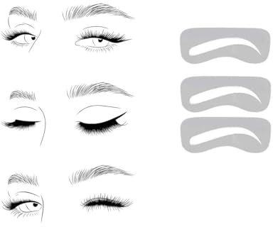 Set da 3 Stencil per Sopracciglia da Donna, 3 Forme Stencil per Sopracciglia per Aerografo Usa e Getta, Modello per Tatuaggi per Sopracciglia con Aerografo per colorare il Trucco