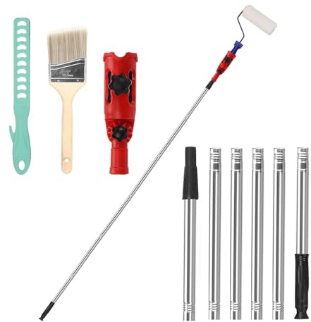 Multi-Angled Paint Roller Extension Set, 1.8m Paint Brush Extension Pole Extendable Paint Brush Holder Extension Pole Attachments Universal Paint Brush Extender Tool Fits Most Rollers Scrapers