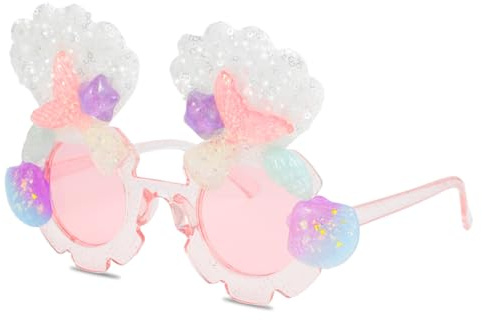 Beipegin solglasögon för barn, sjöjungfru snäckskal, flickor, söta rosa blommor solglasögon för sommar, födelsedagsfest, ålder 3-12