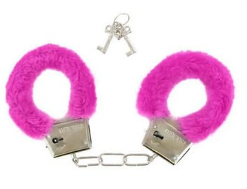 Plüsch Handschellen – witziges Accessoire für Party, Fasching & Kostüm – erhältlich in Rot, Schwarz, Pink, Rosa, Blau & Weiß – Spaß- und Gag-Artikel für Erwachsene