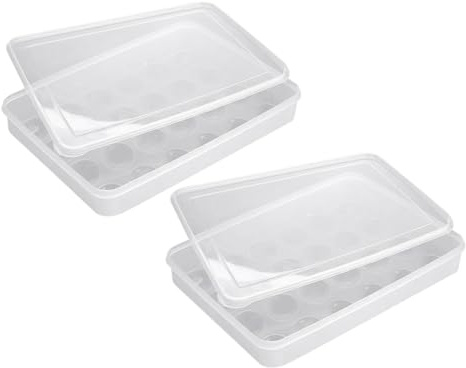 DECOMELODY 2 pezzi Contenitore per Uova in Plastica Posti con Trasparente Portauova Impilabile Salvaspazio per Frigorifero e da Resistente e Durevole