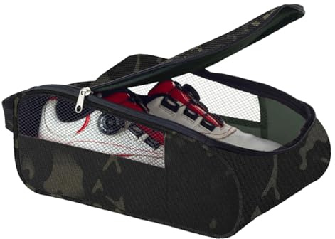 Golf-Schuhtasche – Sporttasche mit doppeltem Reißverschluss und Belüftung | faltbare Tasche für Schuhe, Schuhe, Socken, Golfbälle, Reisen, Fitnessstudio, Outdoor-Aktivitäten, Schwarz, Consulte la