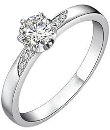Whoiy Trauringe Damen Platin Echt, Eheringe PT950 Echt Gold mit 0.3ct Diamant Solitär Bandringe für Frauen Größe 60 (19.1)