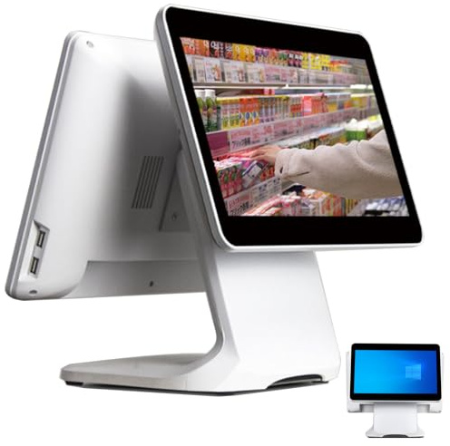 Caisse enregistreuse POS à écran Tactile Double écran, écran Tactile 15,6 et écran 13,3, processeur N2930, 4 Go de RAM 64 Go SSD, Windows 7/10, pour Restaurant d'affaires, supermarché de détail