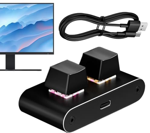 Genérico Teclado Macro Keypad De 2 Teclas Tipo C | Teclado Macro Programable de Ordenador Para Oficina Juegos Diseño Gráfico Transmisión En Edición De Video Programación