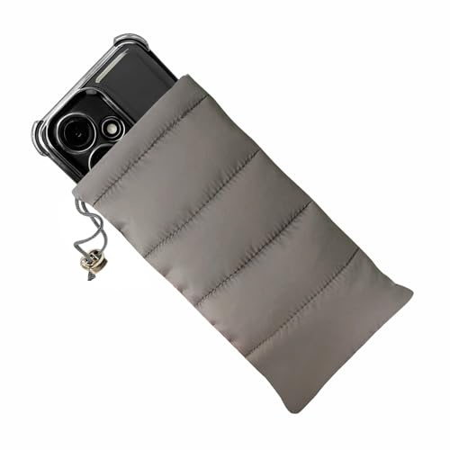 Whispern Cloud 7.6'' Thermal Insulated Phone Pouch with Carabiner, Grey | Down Cotton Insulated Phone Pouch with Dual Thermal Protection, Anti-Scratch Portable for Outdoor Hiking Camping Skiing