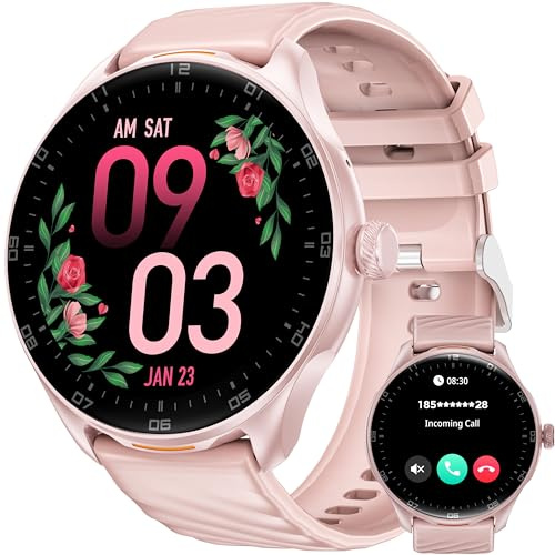 OUKITEL Reloj Inteligente Mujer Redondo, 1.39 HD Smartwatch Mujer con Llamadas Bluetooth, 100+ Modos Deportivos Smart Watch, SpO2/Pulsómetro/Monitor de Sueño, Impermeable IP68 para Android iOS