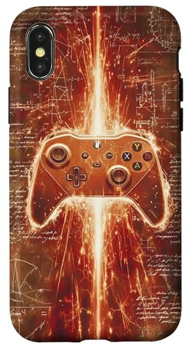 Video Game Controller Gamer Boys Men Graphic Orange Gaming Case for iPhone X/XS