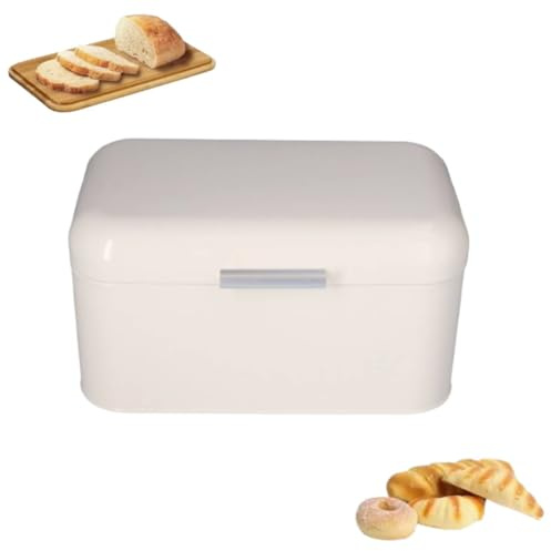 Kukyller Scatola per il pane, contenitore per il pane bianco latte, grande capacità, anti-impronta digitale, organizer da Cucinas in latta retrò, piccolo contenitore per panini